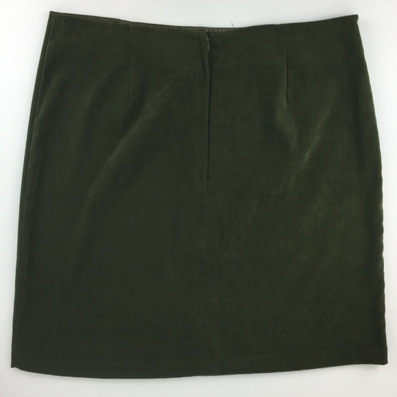 TR BENTLEY Olive green brushed nap polyester skirt SZ 14 - Picture 2 of 4